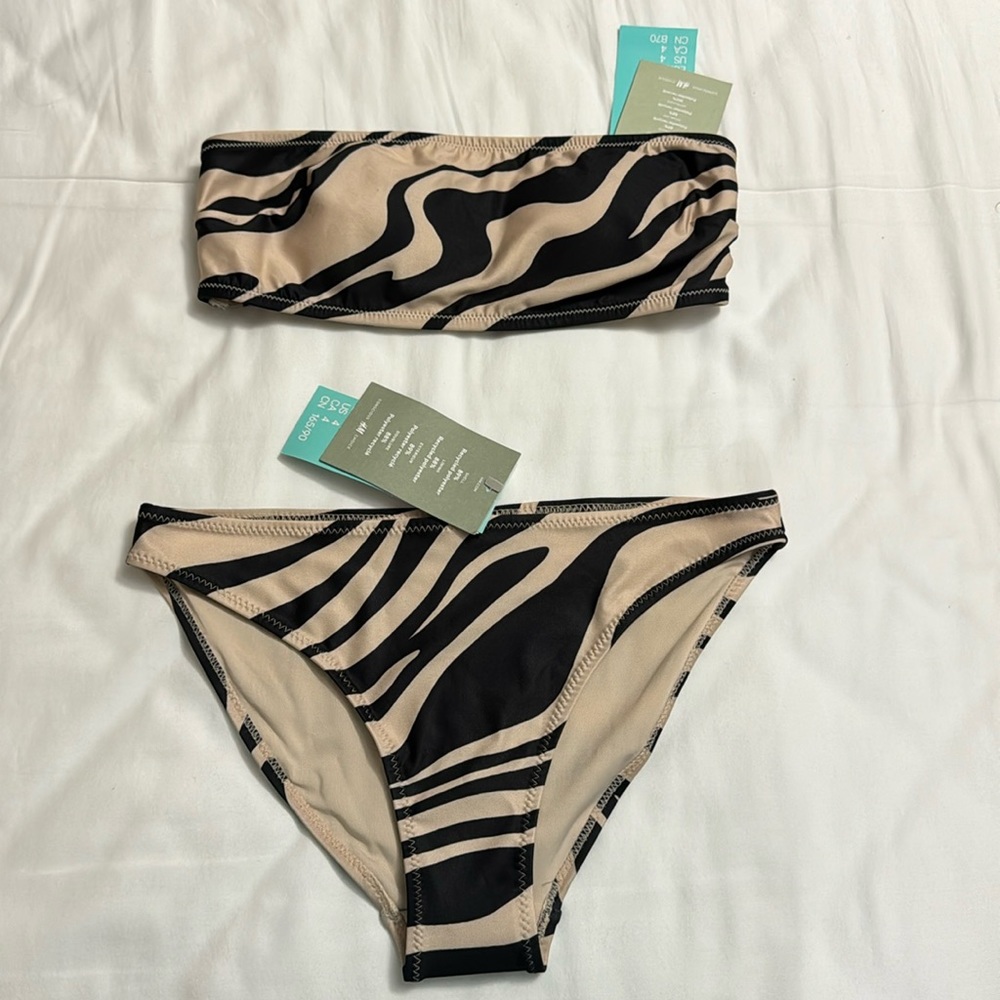 H&M Zebra Print Bikini - Black and Tan